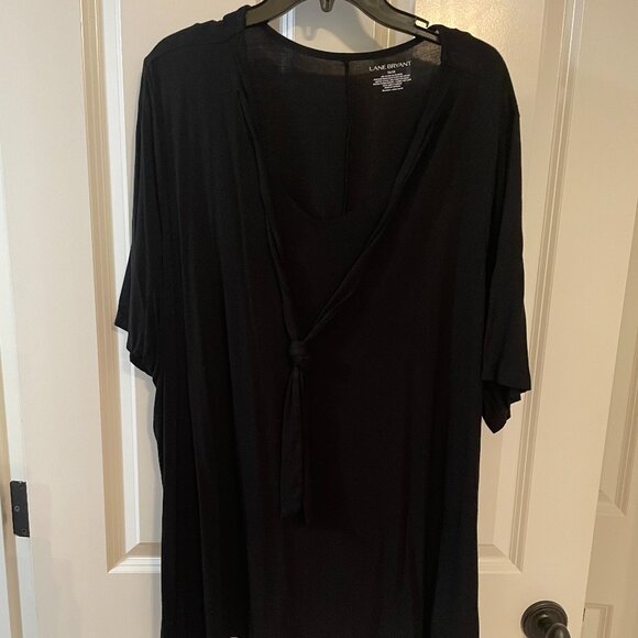 Lane Bryant Black Tshirt with tie in front, 26/28 - Picture 1 of 4